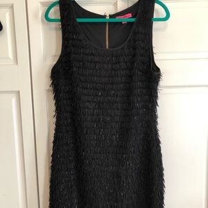 Betsey Johnson Black Fringe Dress Size 14